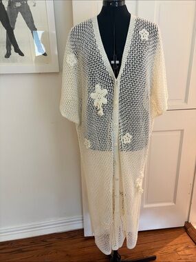 Free People Cream Crochet Maxi Swimsuit Coverup